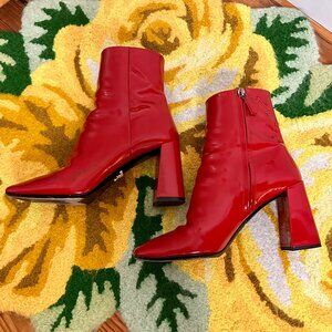 Prada Red Patent Leather Ankle Boots